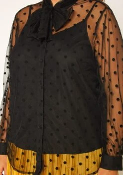 Pleione Plus Size Polkadot Mesh Blouse With Cami -Curve Elegance Shop 2011309 001 4