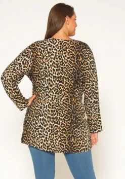 Pleione Plus Size Leopard Tie Front Top -Curve Elegance Shop 2011313 516 2