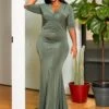 Asoph Plus Size Sincere Olive Womens Mermaid Flare Maxi Gown -Curve Elegance Shop 2011576 125 0
