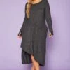 Plus Size Asymmetric Long Sleeve Midi Dress -Curve Elegance Shop 2011582 108 0