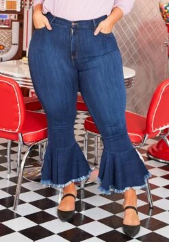 Vibrant Plus Size Dark Wash Mini Flared Capri Denim Jean -Curve Elegance Shop 2013645 938 1
