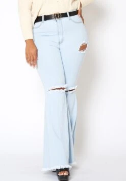 Vibrant Plus Size Womens Bold Flare Hem Denim Jean -Curve Elegance Shop 2013651 940 0
