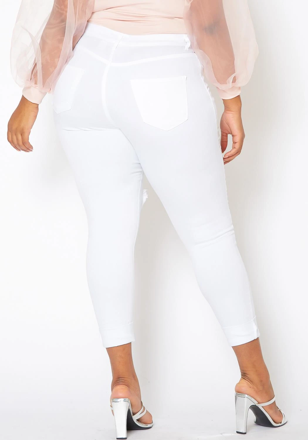 Vibrant Plus Size Womens Mid Rise Front Distressed Skinny Jeans 4 Vibrant Plus Size Womens Mid Rise Front Distressed Skinny Jeans - Image 2