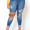 Vibrant Plus Size Knee Destroyed Mid Waist Jean -Curve Elegance Shop 2013658 938 0