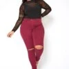 Vibrant Plus Size Classic Knee Rip Skinny Jeans -Curve Elegance Shop 2013659 111 4