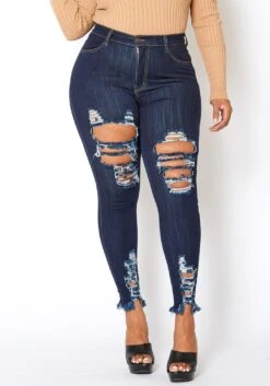 Vibrant Plus Size Ankle Distressed Favorite Mid Rise Jeans -Curve Elegance Shop 2013661 939 1