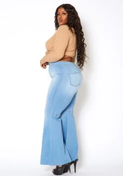 Vibrant Plus Size Retro Flare Raw Hem Denim Jean -Curve Elegance Shop 2013663 940 2