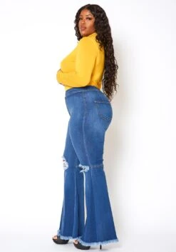 Vibrant Plus Size Knee Distressed Retro Bell Bottom Jean 9 Vibrant Plus Size Knee Distressed Retro Bell Bottom Jean -Curve Elegance Shop 2013666 938 1