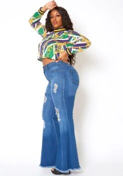 Vibrant Plus Size Bell Bottom Distressed Denim Jeans -Curve Elegance Shop 2013667 938 1