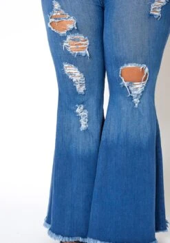 Vibrant Plus Size Bell Bottom Distressed Denim Jeans -Curve Elegance Shop 2013667 938 3