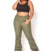 Vibrant Plus Size Womens Olive Ankle Scrunched Jean -Curve Elegance Shop 2013670 125 0