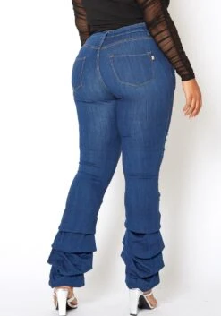 Vibrant Plus Size Womens Dark Wash Ankle Scrunched Jeans -Curve Elegance Shop 2013676 939 3