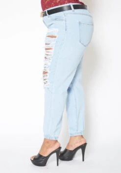 Vibrant Plus Size Light Wash Destroyed Boyfriend Jeans -Curve Elegance Shop 2013677 938 3