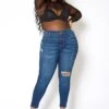 Vibrant Plus Size Classic Dark Wash Skinny Denim Jeans -Curve Elegance Shop 2013678 938 0