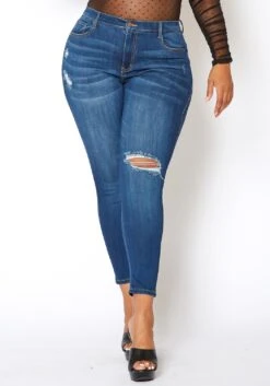 Vibrant Plus Size Classic Dark Wash Skinny Denim Jeans -Curve Elegance Shop 2013678 938 1