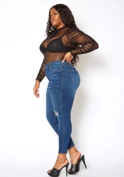 Vibrant Plus Size Classic Dark Wash Skinny Denim Jeans -Curve Elegance Shop 2013678 938 2