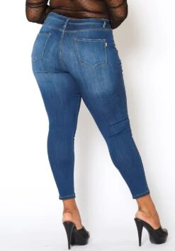 Vibrant Plus Size Classic Dark Wash Skinny Denim Jeans -Curve Elegance Shop 2013678 938 3