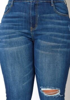 Vibrant Plus Size Classic Dark Wash Skinny Denim Jeans -Curve Elegance Shop 2013678 938 4