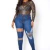 Vibrant Plus Size Front & Back Distress Hem Jean 1 Vibrant Plus Size Front & Back Distress Hem Jean -Curve Elegance Shop 2013679 938 0