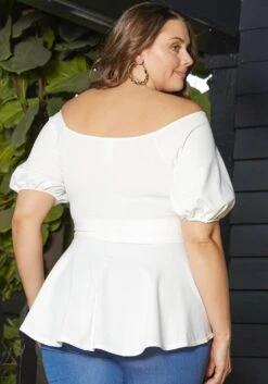 Asoph Plus Size Off Shoulder Chiffon Smocked Peplum Blouse 12 Asoph Plus Size Off Shoulder Chiffon Smocked Peplum Blouse -Curve Elegance Shop 2013727 135 2