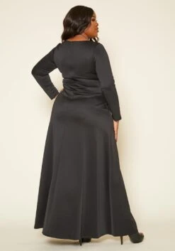 Plus Size Classic Square Neck Long Sleeve Maxi Dress 10 Plus Size Classic Square Neck Long Sleeve Maxi Dress -Curve Elegance Shop 2014193 001 4