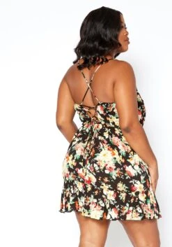 Asoph Plus Size Floral Print Crosslace Back Mini Dress -Curve Elegance Shop 2014419 001 3