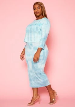 Plus Size Tie Dye Sweatshirt & Midi Dress Set -Curve Elegance Shop 2014488 002 3