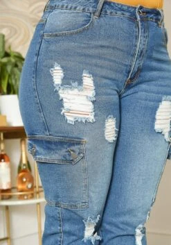 Asoph Plus Size Distressed Denim Cargo Mom Jeans 11 Asoph Plus Size Distressed Denim Cargo Mom Jeans -Curve Elegance Shop 2014689 003 4