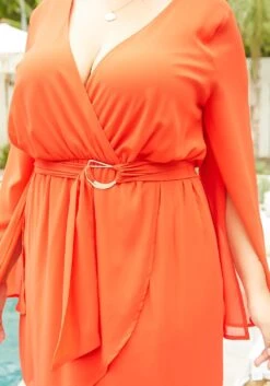 Asoph Plus Size Flowy Red Long Sleeve Mini Dress -Curve Elegance Shop 2014941 121 1