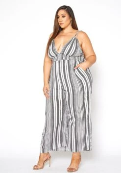 Asoph Plus Size Multi Striped Flare Leg Cami Jumpsuit -Curve Elegance Shop 2015074 001 1
