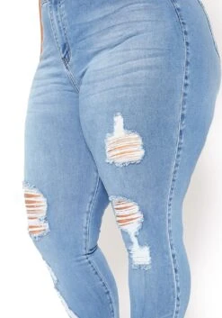 Vibrant Plus Size Light Denim Distressed Skinny Ankle Jeans -Curve Elegance Shop 2015372 938 5