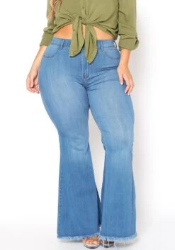 Vibrant Plus Size Classic Wash High Waist Bell Bottom Jeans -Curve Elegance Shop 2015374 938 1