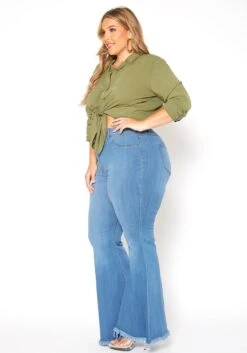 Vibrant Plus Size Classic Wash High Waist Bell Bottom Jeans -Curve Elegance Shop 2015374 938 2