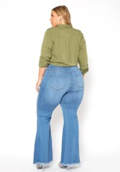 Vibrant Plus Size Classic Wash High Waist Bell Bottom Jeans -Curve Elegance Shop 2015374 938 3