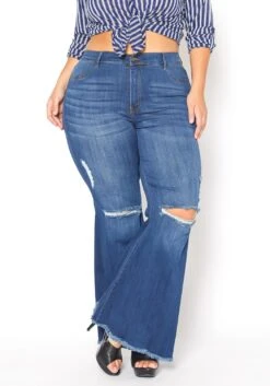 Vibrant Plus Size Medium Denim Raw Hem Distressed Jean -Curve Elegance Shop 2015375 938 1