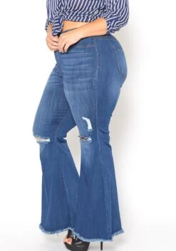 Vibrant Plus Size Medium Denim Raw Hem Distressed Jean -Curve Elegance Shop 2015375 938 2