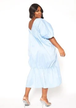 Asoph Plus Size V-Neck Ruched Oversized Midi Dress -Curve Elegance Shop 2015429 167 3
