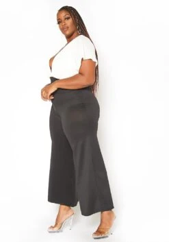 Asoph Plus Size Ribbed Knit Contrast Angel Sleeve Jumpsuit -Curve Elegance Shop 2016036 135 2