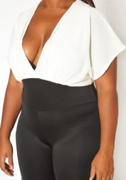 Asoph Plus Size Ribbed Knit Contrast Angel Sleeve Jumpsuit -Curve Elegance Shop 2016036 135 4