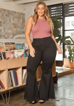 Vibrant Plus Size Classic Bell Bottom Denim Jean -Curve Elegance Shop 2016039 001 1