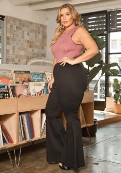 Vibrant Plus Size Classic Bell Bottom Denim Jean -Curve Elegance Shop 2016039 001 2