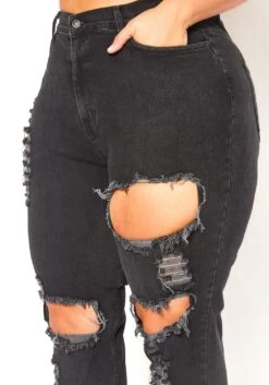 Vibrant Plus Size Distressed Raw Hem Mom Jeans -Curve Elegance Shop 2016129 001 5