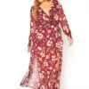 Asoph Plus Size Floral Print Chiffon Maxi Dress