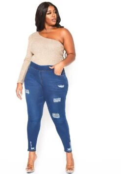 Asoph Plus Size Minimal Distressed Blue Wash Jeggings -Curve Elegance Shop 2016492 379 1