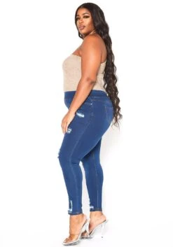 Asoph Plus Size Minimal Distressed Blue Wash Jeggings -Curve Elegance Shop 2016492 379 3