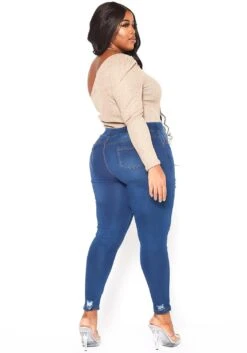 Asoph Plus Size Minimal Distressed Blue Wash Jeggings -Curve Elegance Shop 2016492 379 4