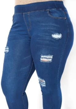 Asoph Plus Size Minimal Distressed Blue Wash Jeggings -Curve Elegance Shop 2016492 379 5