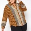 Asoph Plus Size Vintage Mood Print Button Up Collar Shirt -Curve Elegance Shop 2016728 159 0