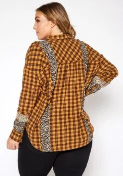 Asoph Plus Size Vintage Mood Print Button Up Collar Shirt -Curve Elegance Shop 2016728 159 3