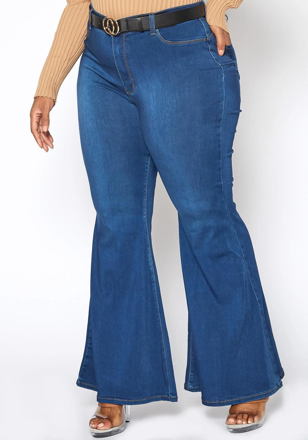 Vibrant Plus Size Bum Loving Bell Bottom Denim Jean 4 Vibrant Plus Size Bum Loving Bell Bottom Denim Jean - Image 2